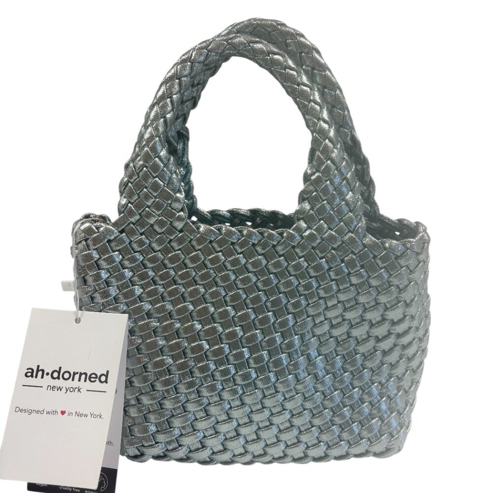 ah-dorned New York - Baby Blue Shiny Woven Crossbody Bag / Purse - NWT
